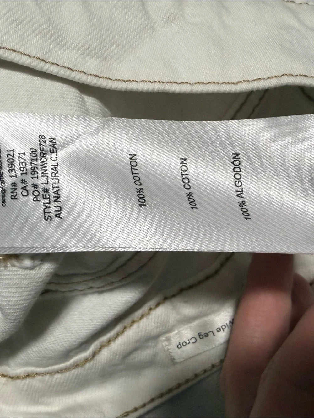Frame Denim Women's Wide Leg Jeans in Off-White/Cream